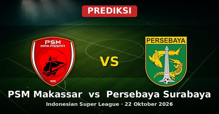Prediksi PSM Makassar vs Persebaya Surabaya Liga Indonesia 22 Oktober 2026